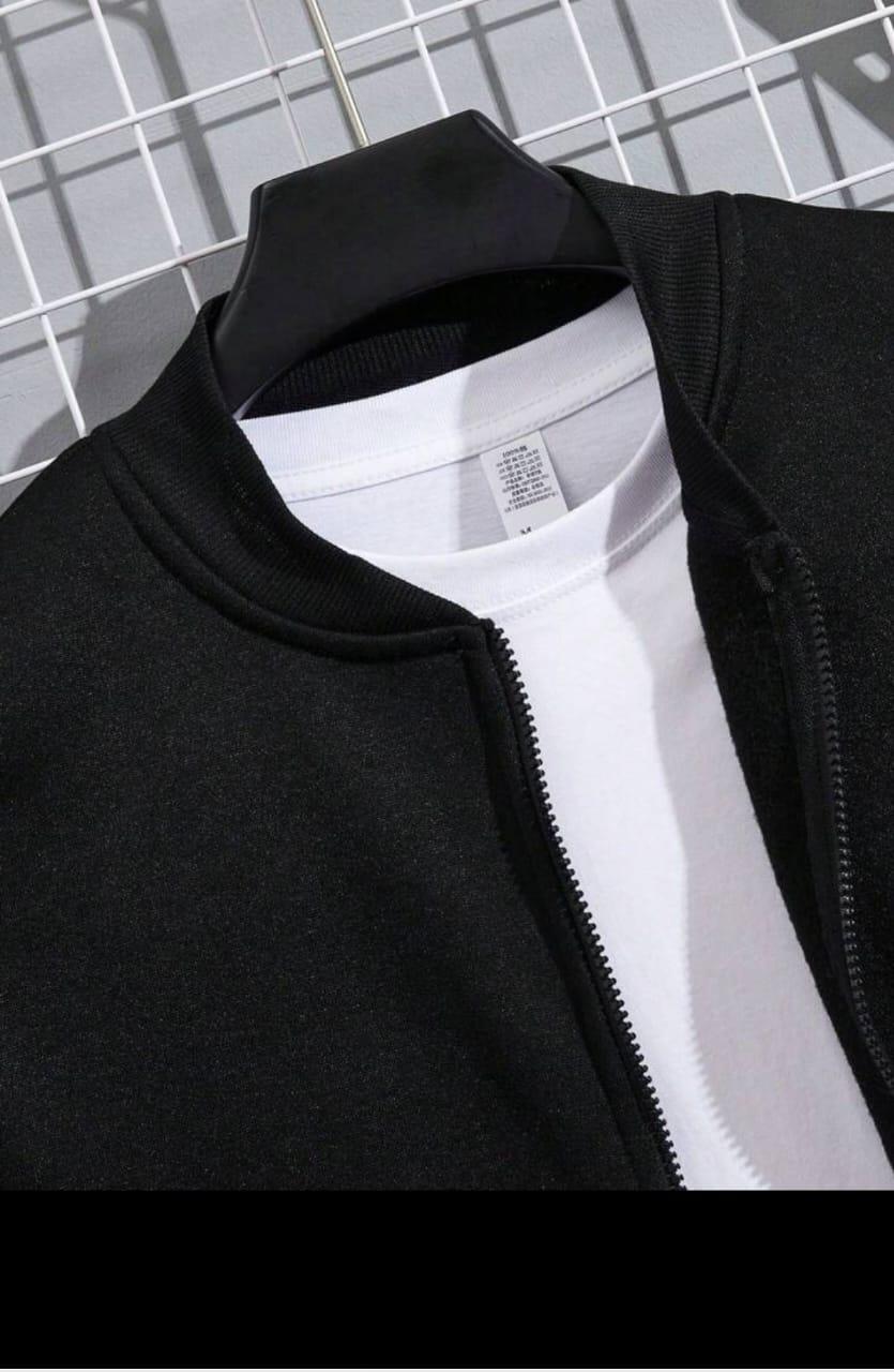 Men's Black Tracksuit Set | Streetwear Black Tracksuit | Fleece Black Tracksuit Set