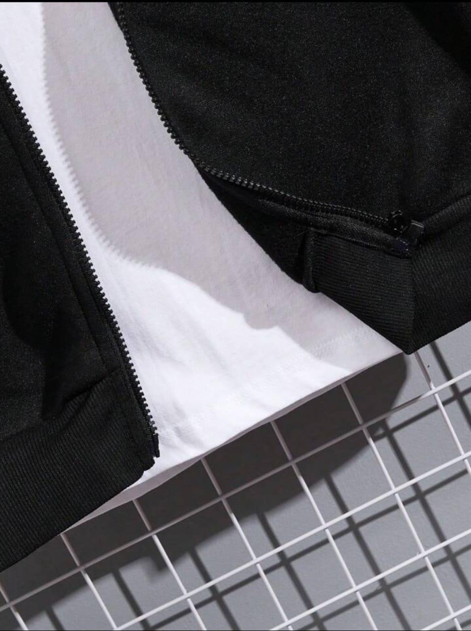 Men's Black Tracksuit Set | Streetwear Black Tracksuit | Fleece Black Tracksuit Set