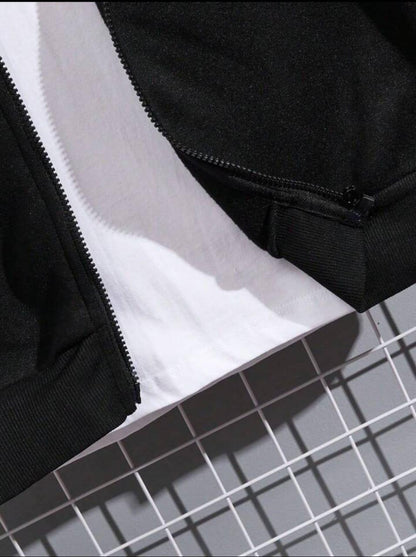 Men's Black Tracksuit Set | Streetwear Black Tracksuit | Fleece Black Tracksuit Set