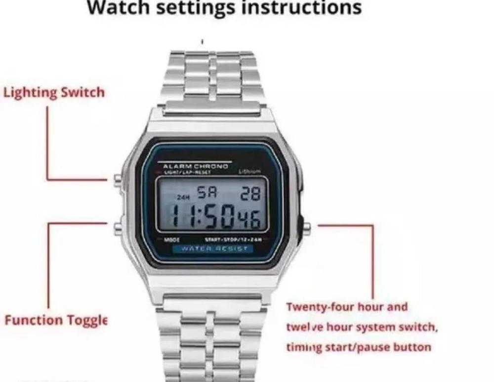 Classic '80s Digital Watch | Stainless Steel Digital Watch | The Classic Digital Watch