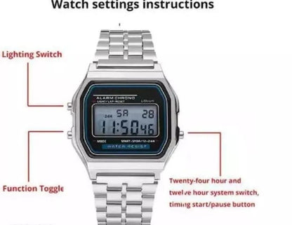 Classic '80s Digital Watch | Stainless Steel Digital Watch | The Classic Digital Watch