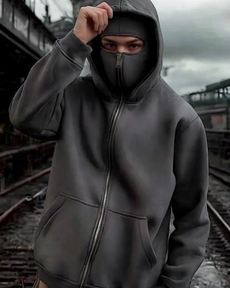 Stealth Mode Balaclava Hoodie | The Facemask Hoodie | Cozy Covert Full-Zip Hoodie